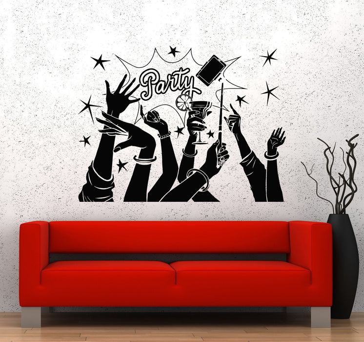 Autocollant mural en vinyle pour fête, fête, amis, boîte de nuit, alcool, cocktail, cadeau unique (981ig)