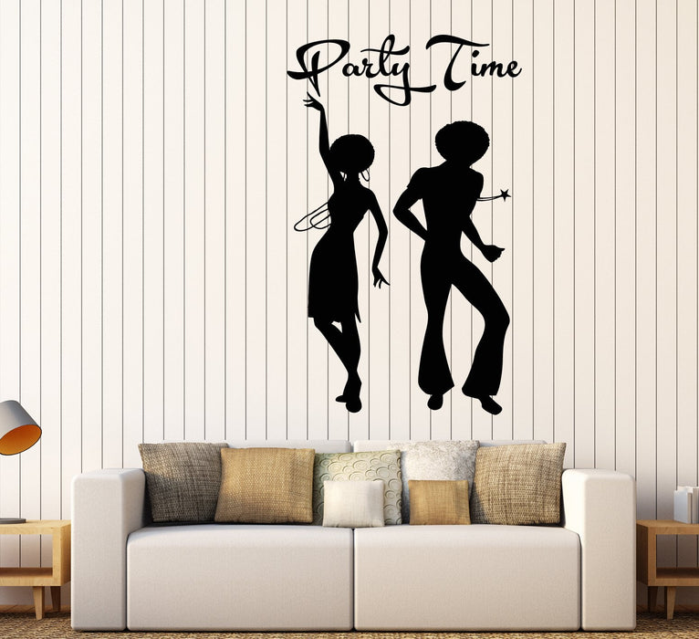 Vinyl Wall Decal African Man And Woman Disco Party Time Stickers (2611ig)