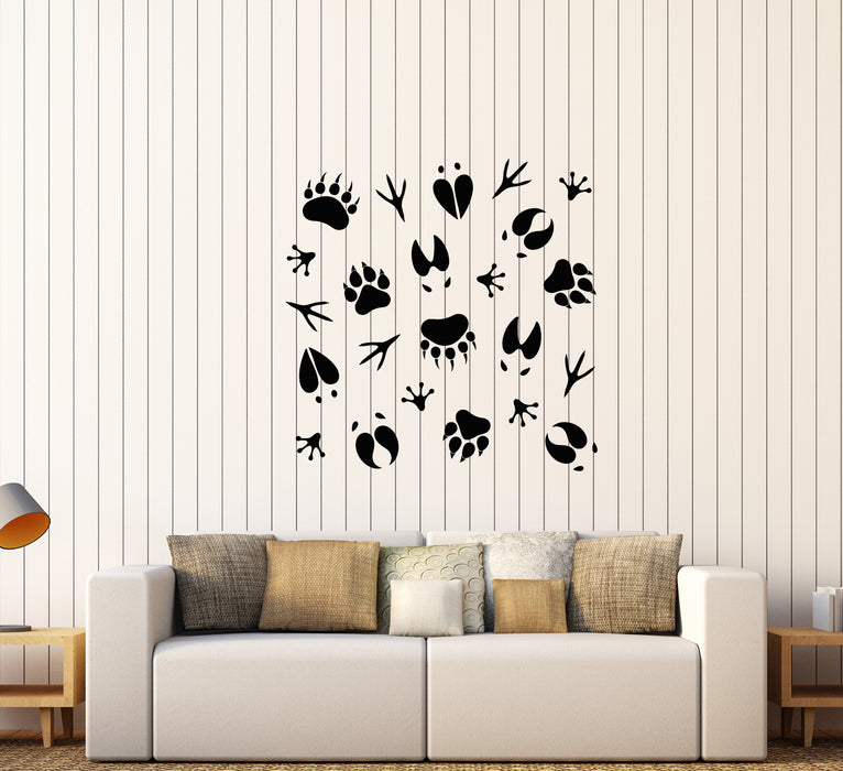 Vinyl Wall Decal Forest Animal Tracks Nature Hunting Club Hunter Stickers (3726ig)