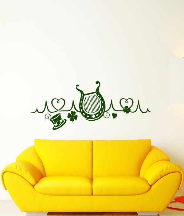 Vinyl Wall Decal St.Patrick 's Day Ornament Irish Clover Luck Stickers (3650ig)