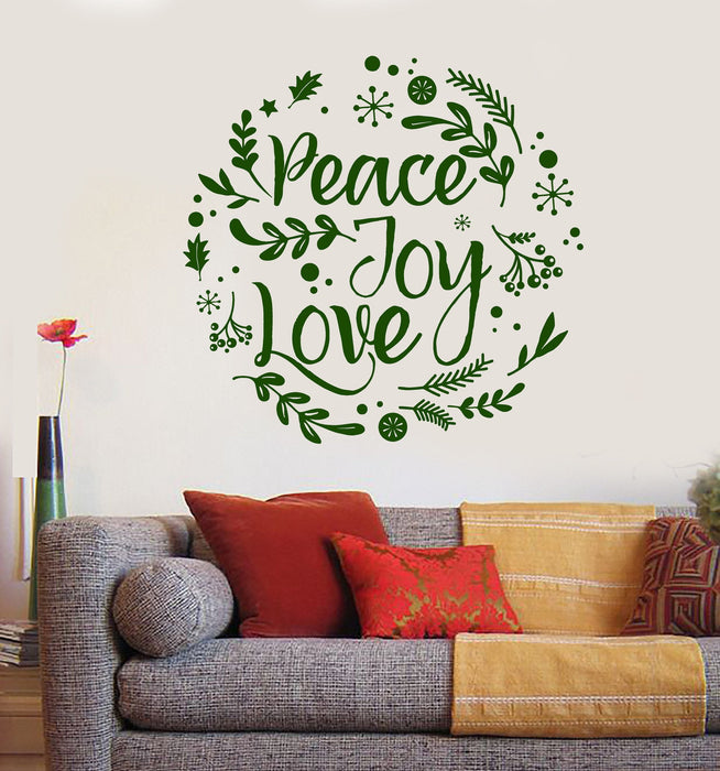 Vinyl Wall Decal Peace Joy Love Hippie Flower Children Home Decor Stickers Unique Gift (900ig)