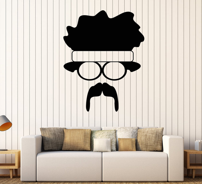 Vinyl Wall Decal Hippie Man Mustache Afro Hairstyle Retro Style Stickers Unique Gift (1602ig)
