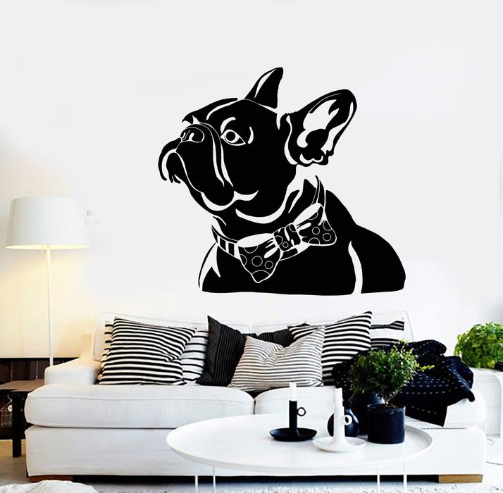 Vinyl Wall Decal Abstract Pet French Bulldog Bow Tie House Animal Stickers (2663ig)