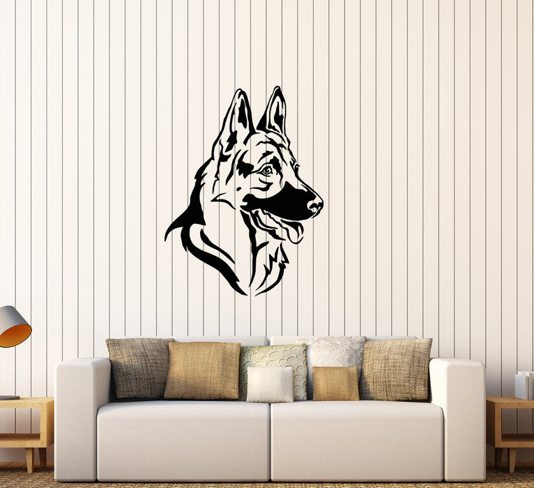 Vinyl Wall Decal German Shepherd Dog Pet Head Animal Stickers (3568ig)