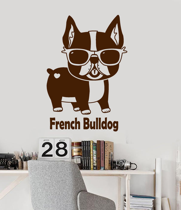 Vinyl Wall Decal French Bulldog Pet Shop Sunglasses Funny Animal Stickers (2558ig)