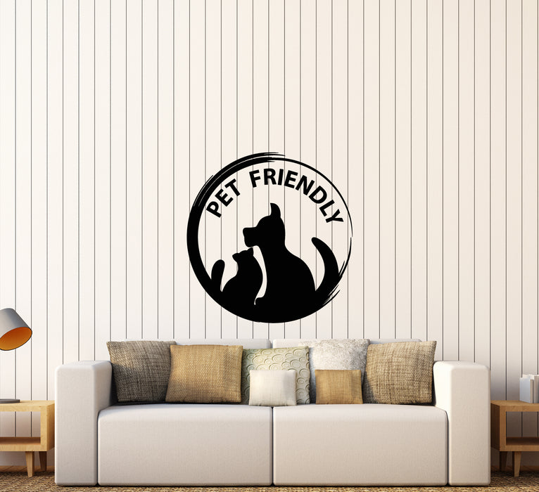 Vinyl Wall Decal Pet Friendly Words Logo Cafe Animals Cat Dog Stickers (4190ig)