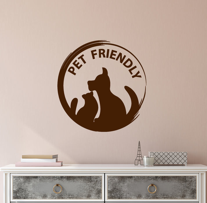 Vinyl Wall Decal Pet Friendly Words Logo Cafe Animals Cat Dog Stickers (4190ig)