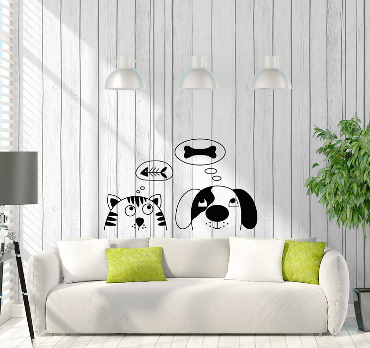 Vinyl Wall Decal Funny Cartoon Cat And Dog Pets Shop Nursery Stickers (3840ig)