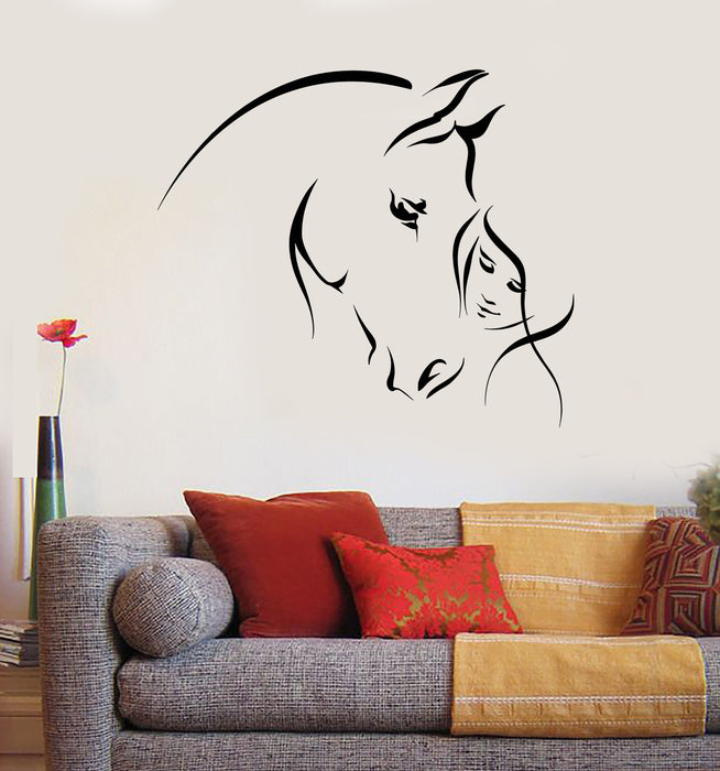 Vinyl Wall Decal Abstract Horse Head Girl Pet Animal Stickers Unique Gift (1900ig)