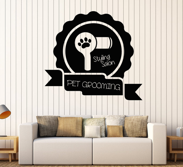 Vinyl Wall Decal Signboard Pet Beauty Salon Grooming Stickers Unique Gift (1807ig)