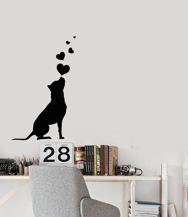 Vinyl Wall Decal Dog Hearts Pet American Staffordshire Terrier Stickers (3908ig)