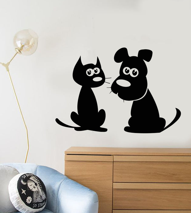 Vinyl Wall Decal Cartoon Cat Dog Puppy Pet Shop Friends Stickers Unique Gift (1709ig)