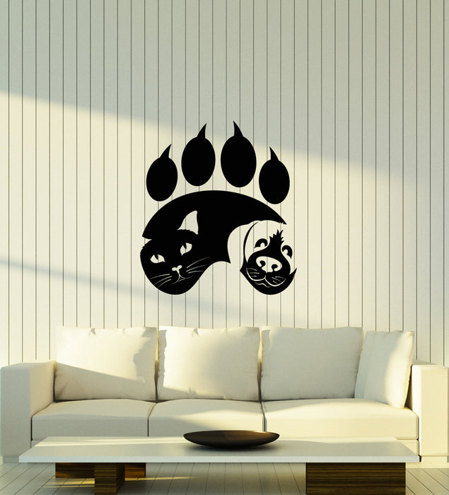 Vinyl Wall Decal Animal Paw Footprints Cat Dog Pet Shop Vet Clinic Logo Stickers (4193ig)