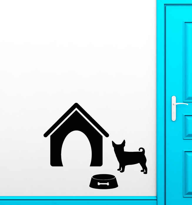 Vinyl Wall Decal Chihuahua Dog Pet Store Doghouse Stickers (3104ig)