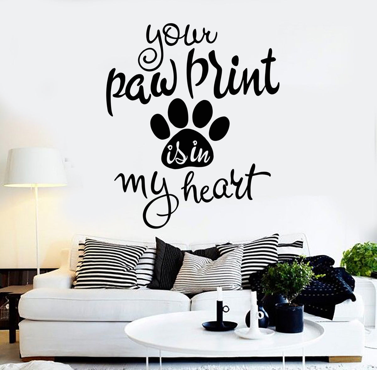 Vinyl Wall Decal Pet Quote Animal Paw Print Stickers Mural Unique Gift —  Wallstickers4you, image size:1200x1177