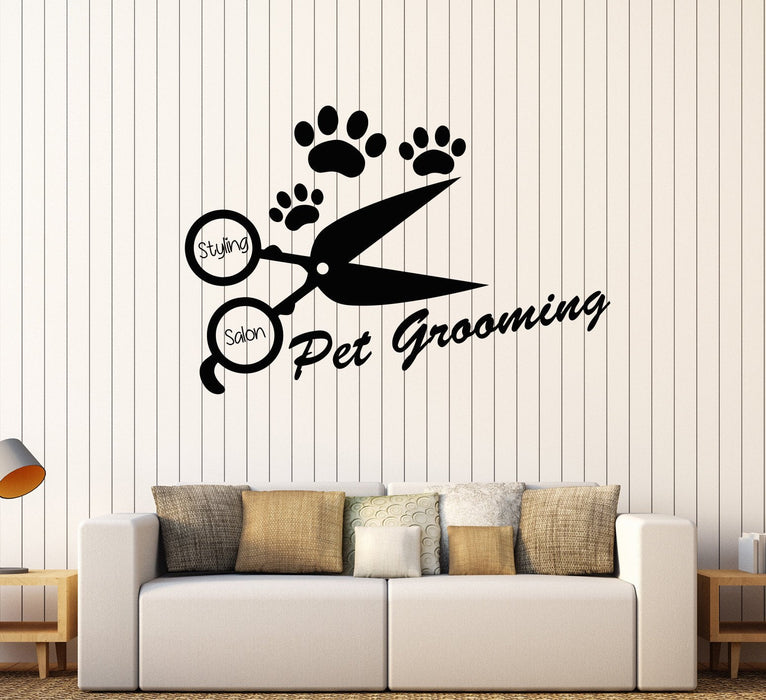 Vinyl Wall Decal Pet Grooming Styling Salon Scissors Signboard Stickers Unique Gift (1429ig)
