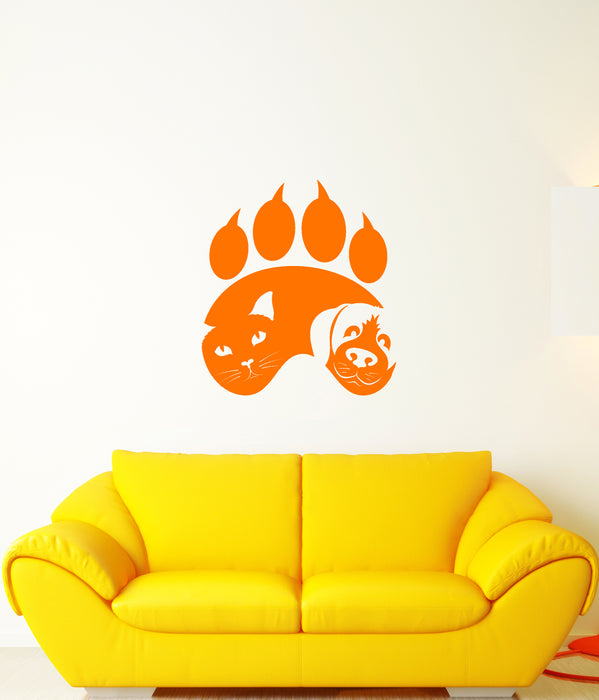 Vinyl Wall Decal Animal Paw Footprints Cat Dog Pet Shop Vet Clinic Logo Stickers (4193ig)