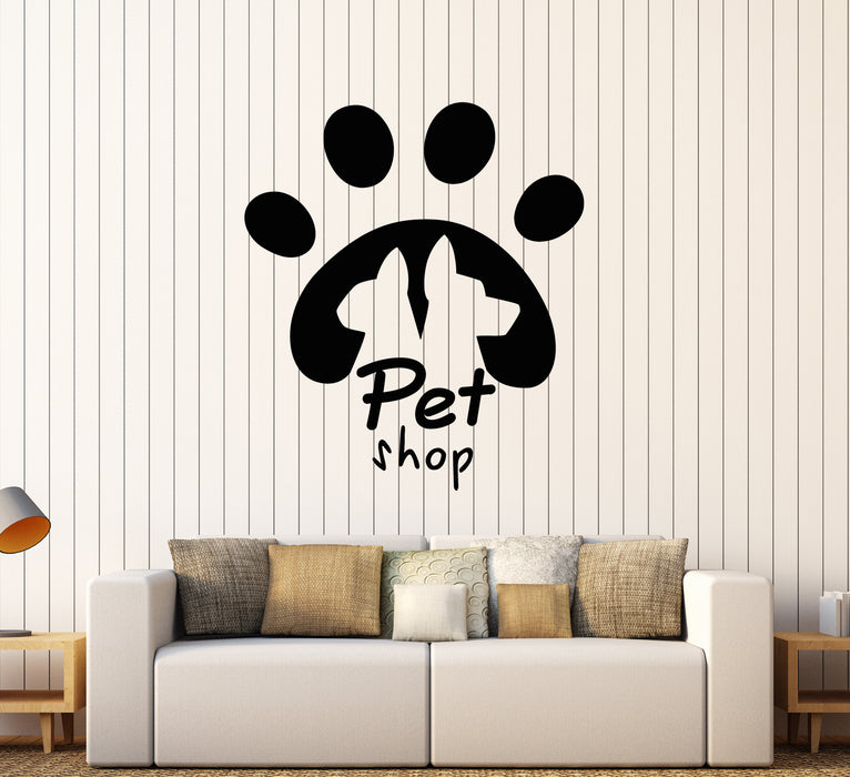 Vinyl Wall Decal Pet Shop Logo Signboard Cat and Dog Animal Tracks Stickers (3397ig)