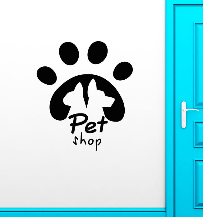Vinyl Wall Decal Pet Shop Logo Signboard Cat and Dog Animal Tracks Stickers (3397ig)