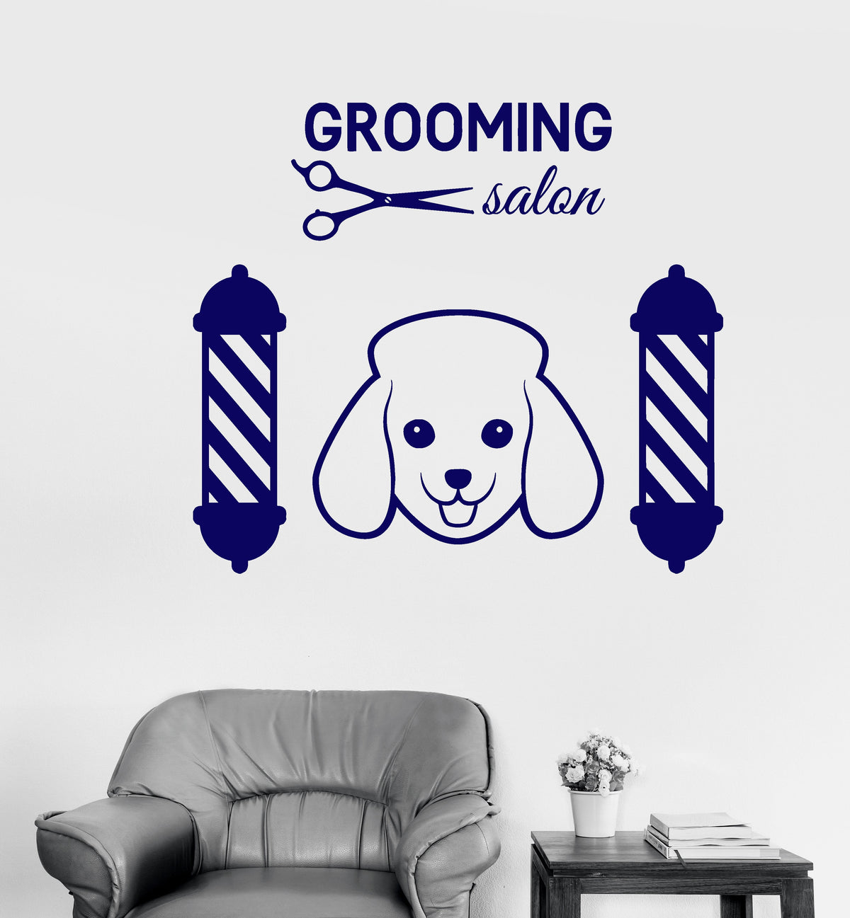 Grooming Sticker Vinyl Wall Decal Grooming Pet Dog Logo Scissors Stickers (2181ig ...