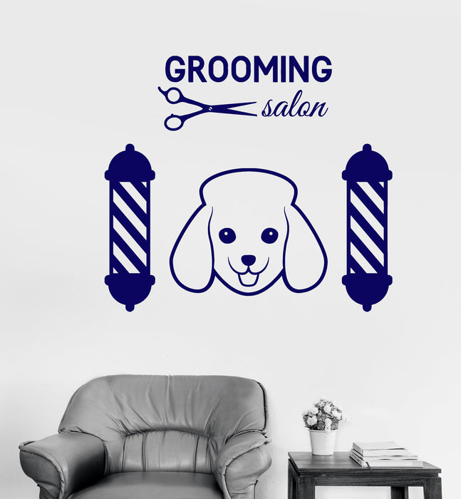 Vinyl Wall Decal Grooming Pet Dog Logo Scissors Stickers (2181ig)