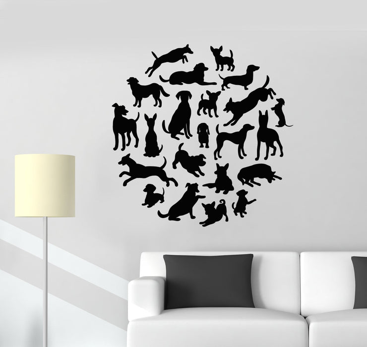 Vinyl Wall Decal Home Animals Pets Store Dogs Puppies Stickers (2984ig)