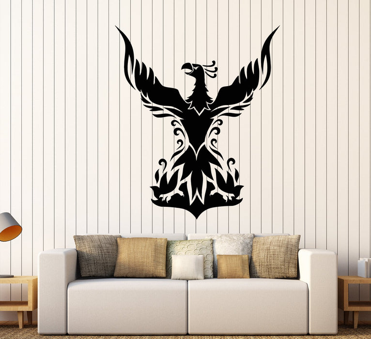 Vinyl Wall Decal Phoenix Fantastic Bird Forks Of Flame Stickers (2318ig)