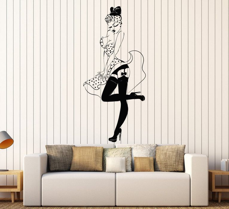 Vinyl Wall Decal Pin Up Sexy Girl Retro Woman Stickers Unique Gift (864ig)