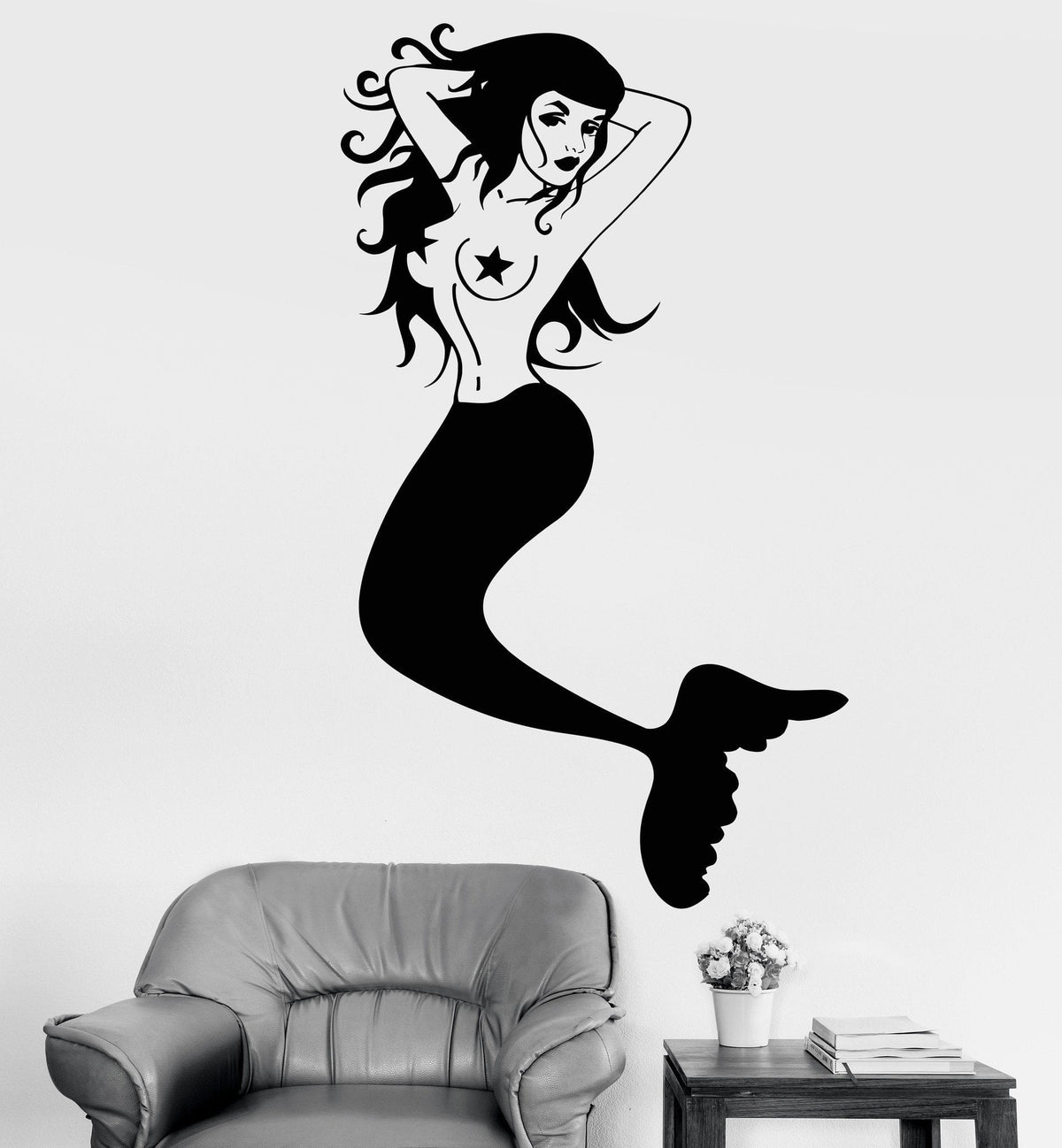 Vinyl Wall Decal Sexy Mermaid Retro Pin Up Style Sea Ocean Decor Stick ...