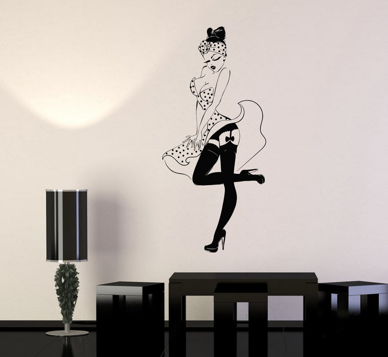 Vinyl Wall Decal Pin Up Sexy Girl Retro Woman Stickers Unique Gift (864ig)