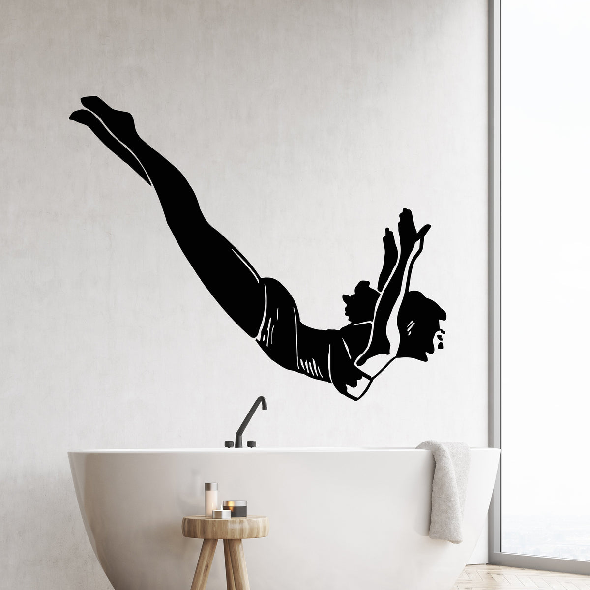 Vinyl Wall Decal Diver Retro Girl Pin Up Style Woman Swimming Pool Sti ...