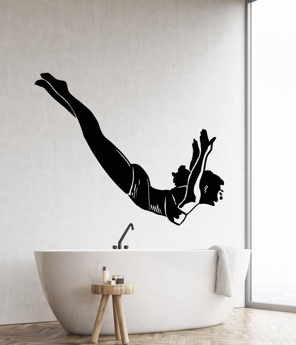 Vinyl Wall Decal Diver Retro Girl Pin Up Style Woman Swimming Pool Stickers (2681ig)