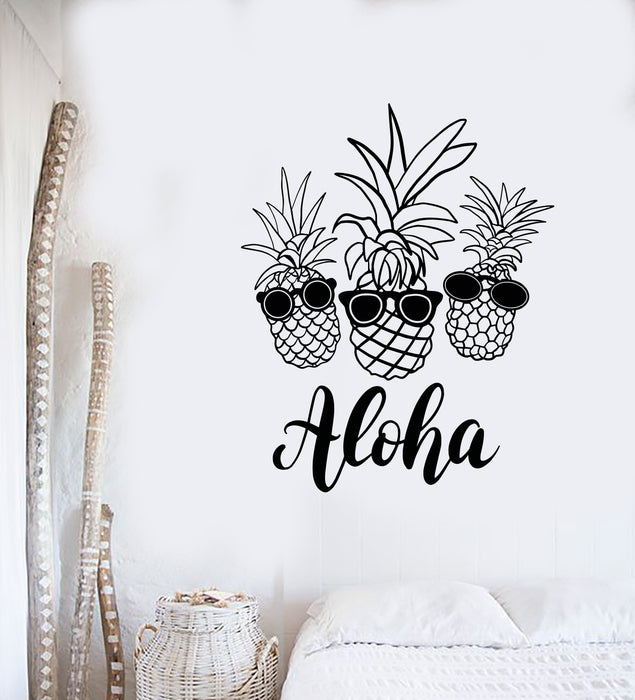 Vinyl Wall Decal Pineapple Exotic Fruits Sunglasses Aloha Beach Style Stickers (3102ig)