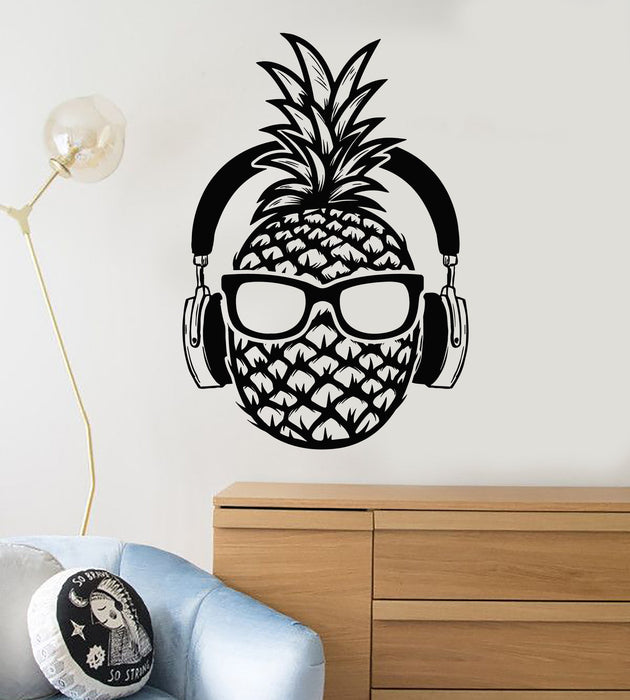 Vinyl Wall Decal Pineapple Headphones Music Art Teen Room Stickers Mural Unique Gift (ig4994)
