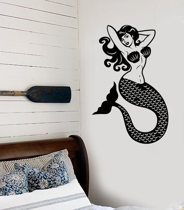 Vinyl Wall Decal Sexy Beautiful Mermaid Pin Up Style Sea Ocean Stickers Unique Gift (1403ig)
