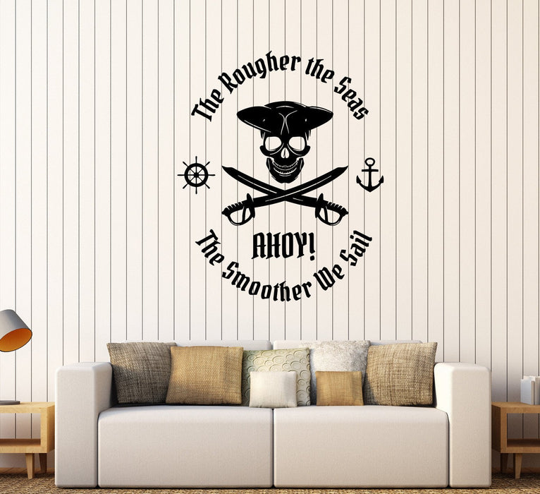 Vinyl Wall Decal Pirate Sailor Nautical Decor Quote Skull Stickers Unique Gift (295ig)