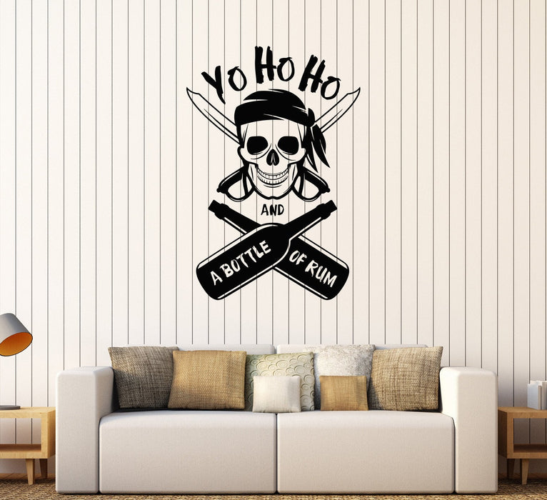 Vinyl Wall Stickers Pirate Skull Decor for Children's Room Decal Mural Unique Gift (296ig)