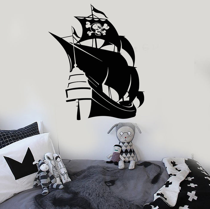 Виниловая наклейка на стену Пиратский корабль Детская комната Морские наклейки на морскую тематику Уникальный подарок (ig3863)