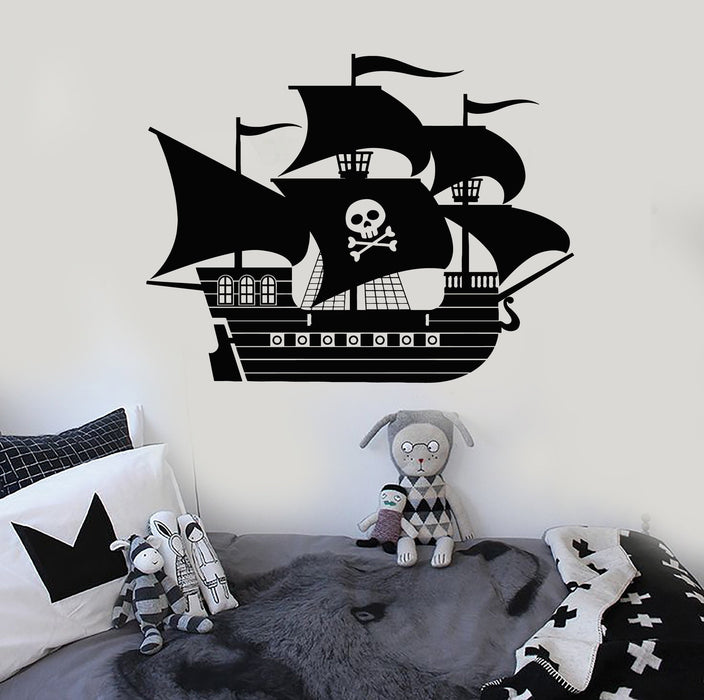 Autocollant mural en vinyle bateau pirate chambre d'enfants décoration intérieure autocollants cadeau unique (ig4723)