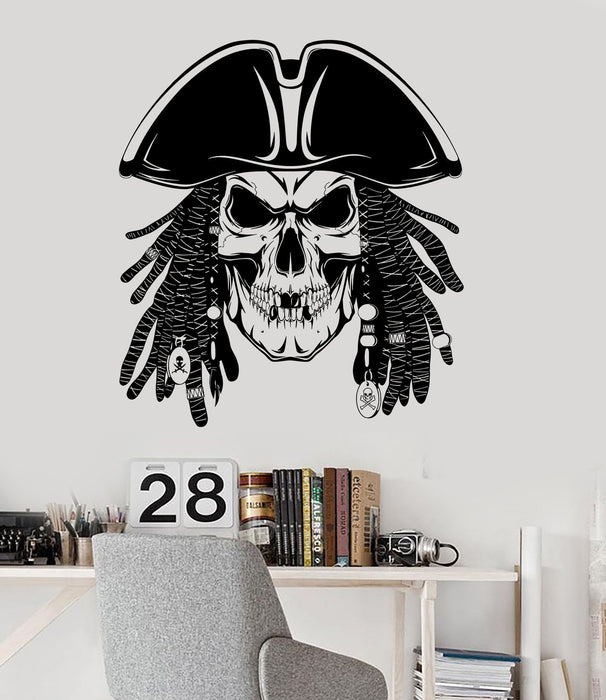 Autocollant mural en vinyle Pirates Dead Skull Dreadlocks Stickers Cadeau unique (ig4009)