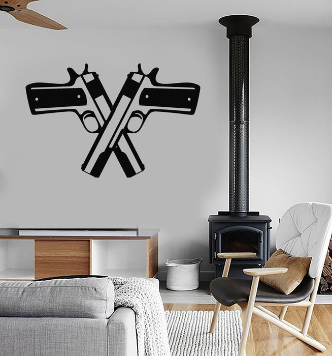 Vinyl Wall Decal Two Gun Weapon Mafia Stickers Mural Unique Gift (559ig)