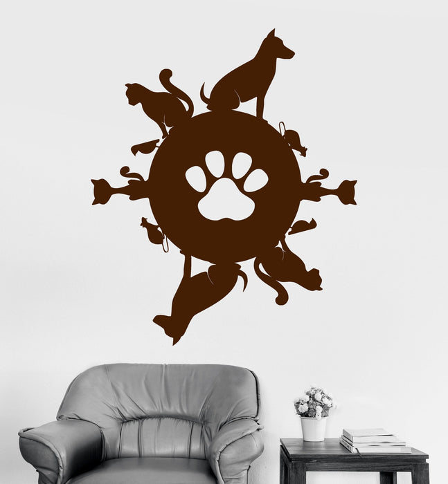 Vinyl Wall Decal Pet Planet Animal Shop Cat Dog Stickers Mural Unique Gift (ig3797)