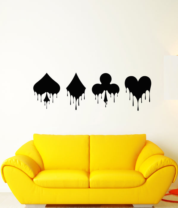Vinyl Wall Decal Playing Cards Suit Poker Game Game Of Chance Stickers (3777ig)