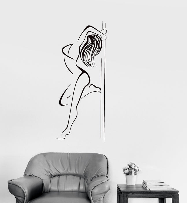 Vinyl Decal Striptease Pole Dance Night Club Sexy Woman Wall Stickers Mural Unique Gift (ig2664)