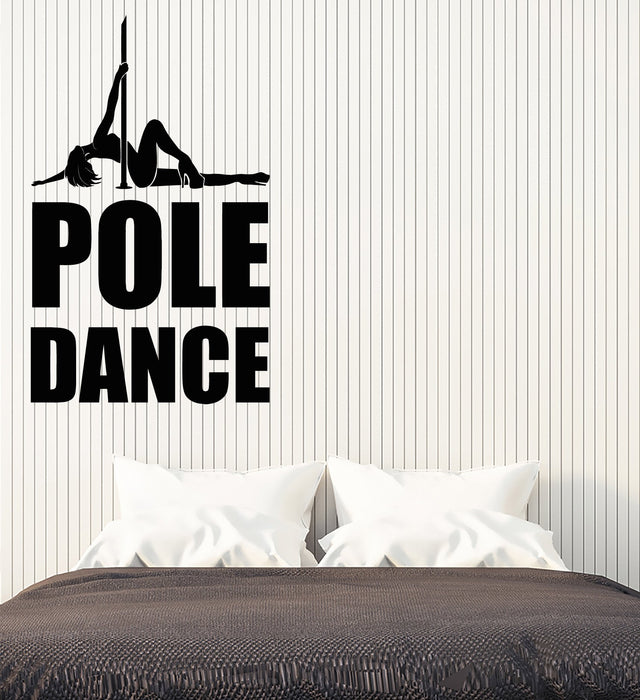 Vinyl Wall Decal Pole Dance Studio Logo Dancer Sexy Girl Stickers (2998ig)