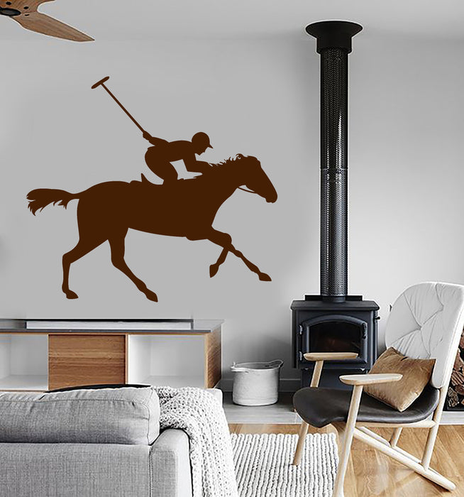 Autocollant mural en vinyle pour joueur de polo, sport, équitation, cheval, cadeau unique (ig4859)