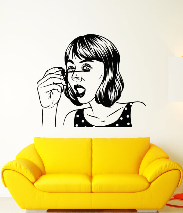 Vinyl Wall Decal Pop Art Cartoon Girl Face Makeup Stickers (3264ig)