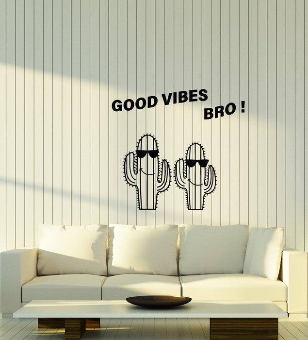 Виниловые наклейки на стену Кактусы в солнцезащитных очках Позитивные хорошие флюиды Бро Наклейки (3994ig)