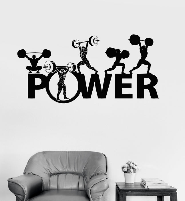 Vinyl Wall Decal Power Gym Sports Bodybuilding Powerlifting Stickers Unique Gift (ig3302)