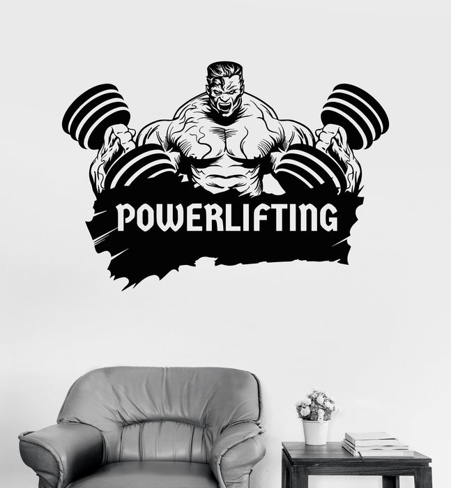 Vinyl Wall Decal Powerlifting Muscle Gym Fitness Motivation Stickers Unique Gift (ig4030)